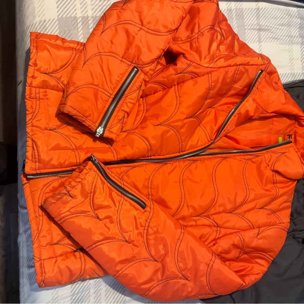 Bright Orange Quilted Jacket